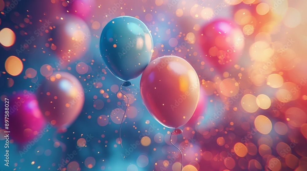 bright inflatable balloons, festive candies, stars