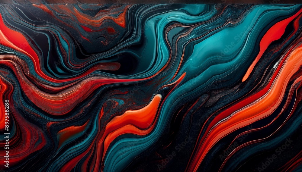 Fototapeta premium red and black abstract fluid art
