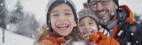 Happy Family In The Snow