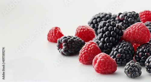 Close-Up of Blackberries and Raspberries