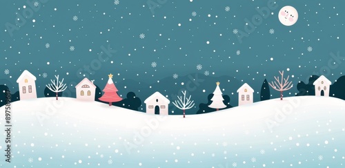 Snowy Village Night