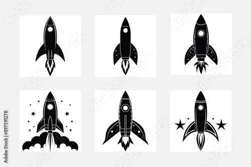 Stunning Set of Rocket Silhouette Illustrations to Inspire
