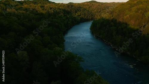 Beautiful Drone Aerial of Cumberland Falls, Little Niagara, Niagara of the South, Kentucky photo