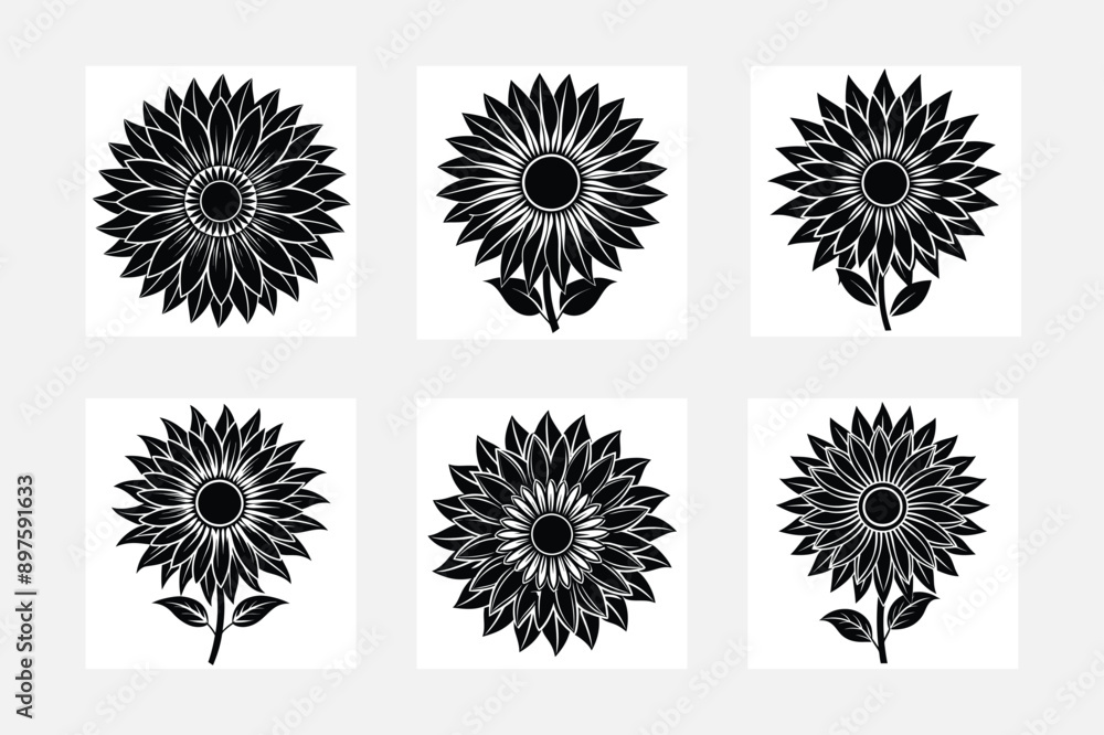 Fototapeta premium Unique Sunflower Silhouette Graphics for Projects 