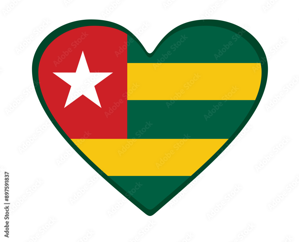 Togo flag heart shaped. vector Togo flag heart shaped. vector