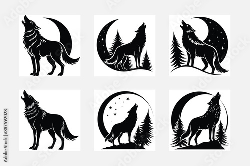 Discover the Artistry of Wolf Silhouette Illustrations for Creative Projects
