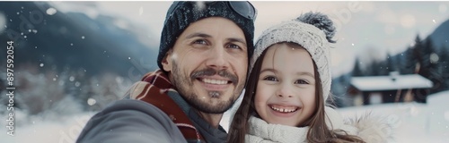 Happy Family In The Snow