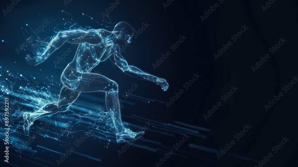 Fototapeta premium Abstract Digital Representation of a Runner in Motion