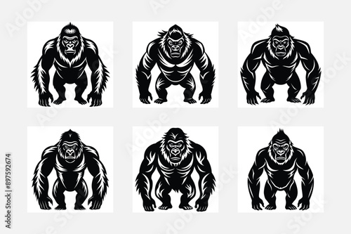 Unique Gorilla Silhouette Illustrations Collection
