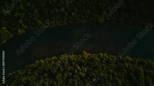 Beautiful Drone Aerial of Cumberland Falls, Little Niagara, Niagara of the South, Kentucky photo