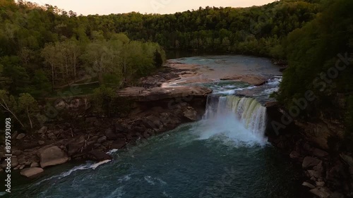 Beautiful Drone Aerial of Cumberland Falls, Little Niagara, Niagara of the South, Kentucky