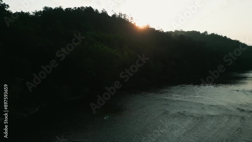 Beautiful Drone Aerial of Cumberland Falls, Little Niagara, Niagara of the South, Kentucky photo