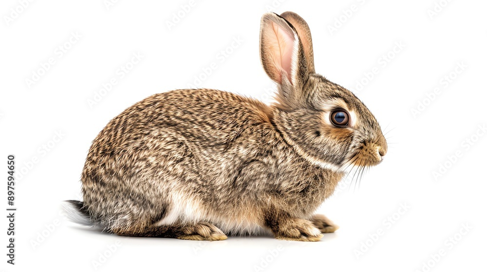 Cute little bunny looking sideways with a white background Cute little bunny looking sideways with a white background