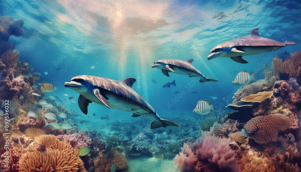 blue sea fish and dolphin animals blue sea fish and dolphin animals