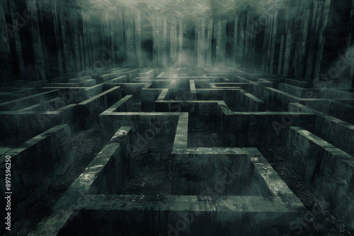 The concept of being lost in a labyrinthine nightmare, focusing on winding paths that lead nowhere and the feeling of entrapment - Generative AI