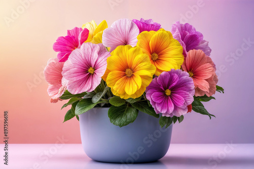 Wallpaper Mural Flowers in a pot. Bouquet of colorful flowers. A large bouquet of flowers on a smooth colorful background Torontodigital.ca