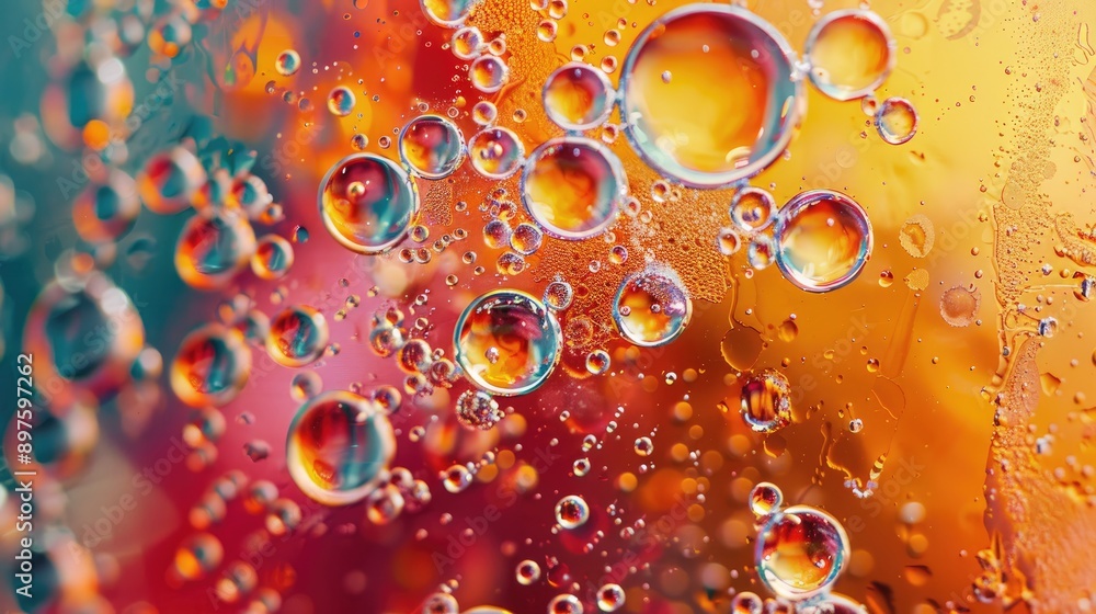 Detailed view of bubbles forming in a fizzy drink. Detailed view of bubbles forming in a fizzy drink.