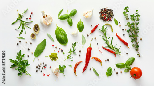 Fototapeta Naklejka Na Ścianę i Meble -  herbs and spices on white background