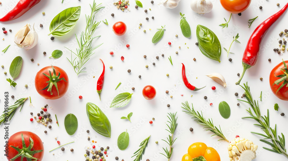 herbs and spices on white background herbs and spices on white background