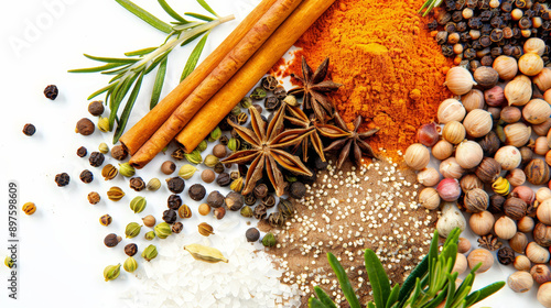 Fototapeta Naklejka Na Ścianę i Meble -  herbs and spices on white background