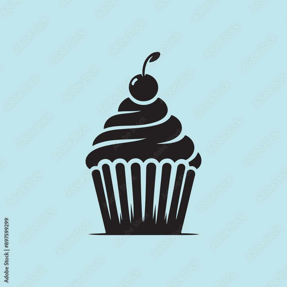 Cupcake vector hand-drawn silhouette illustration Cupcake vector hand-drawn silhouette illustration