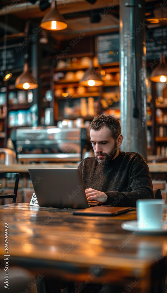 Remote Software Developer Coding in a Chic Urban Caf? Setting for Creative Productivity Remote Software Developer Coding in a Chic Urban Caf? Setting for Creative Productivity