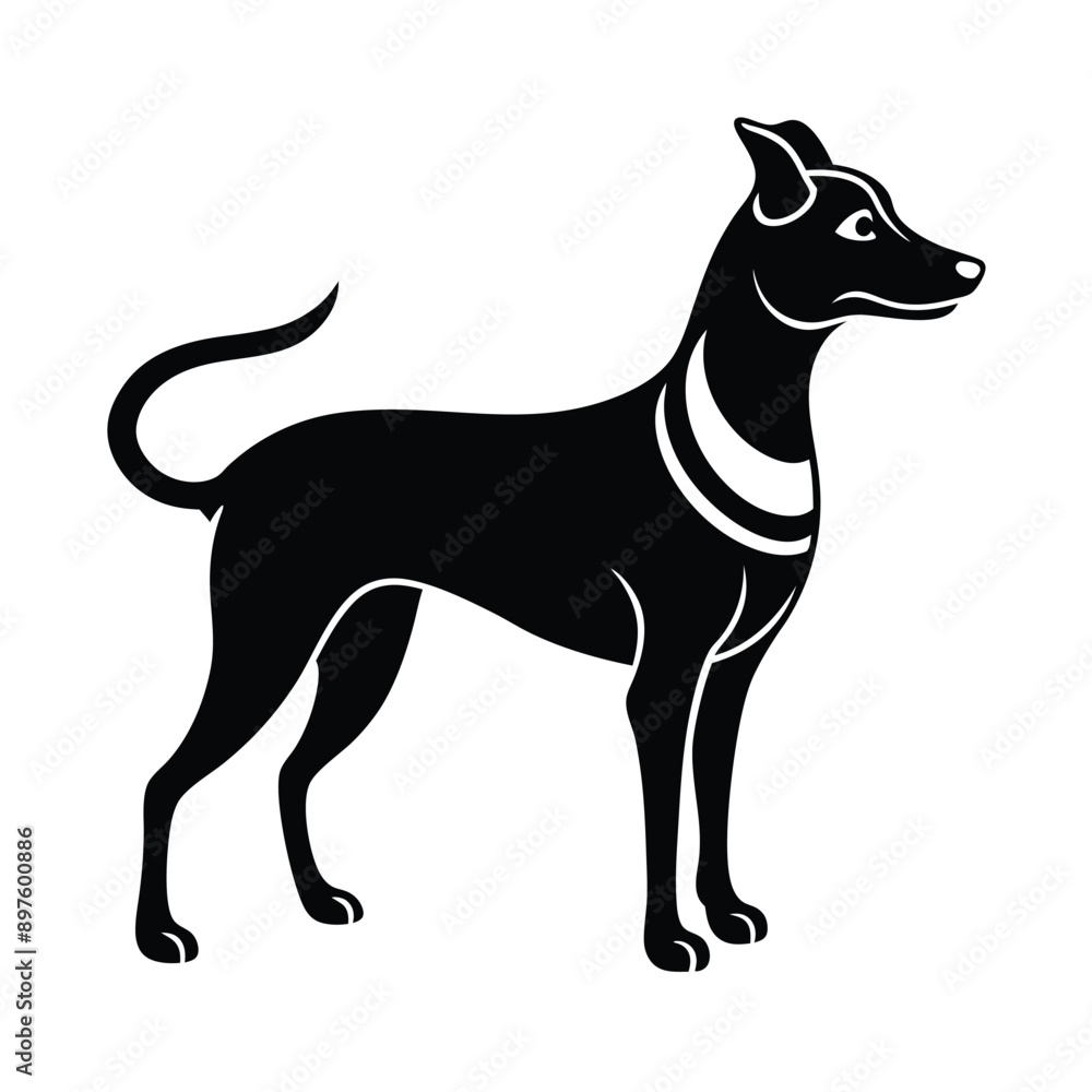 Standing Dog Silhouette Pet Animal Vector Illustration on White Background. Standing Dog Silhouette Pet Animal Vector Illustration on White Background.