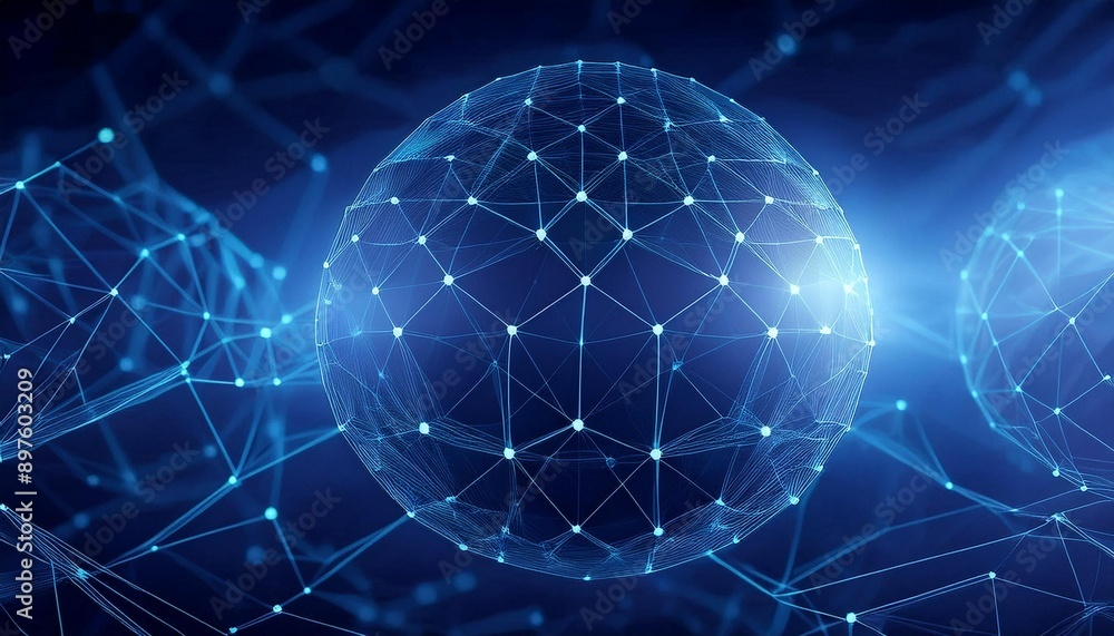 Fototapeta premium Abstract futuristic - technology with polygonal shapes on dark blue background. Design digital technology concept. 3d illustration.