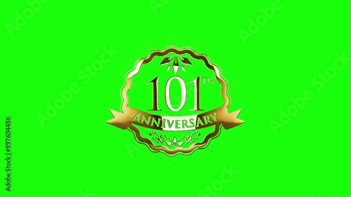 101th Anniversary, Celebration 101th Years Anniversary, 101th Wading Anniversary Videos Animation On Green Background  photo