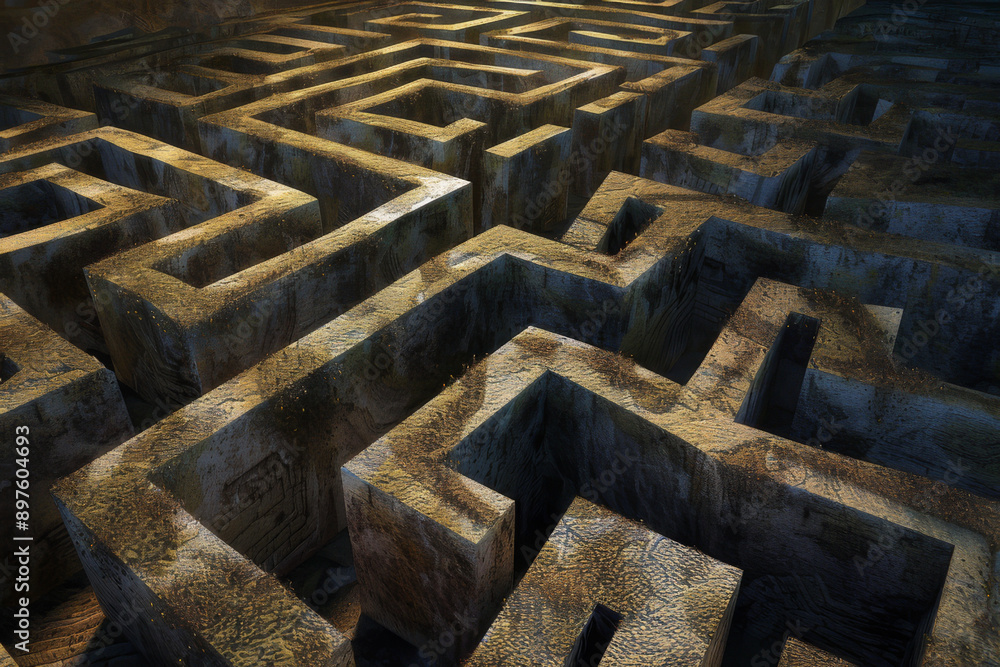 Lighting and color can enhance the abstract maze's depth and the sense of being immersed in a mental puzzle - Generative AI Lighting and color can enhance the abstract maze's depth and the sense of being immersed in a mental puzzle - Generative AI