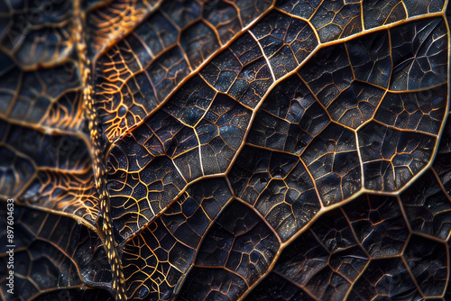 Wallpaper Mural The intricate beauty of nature's microcosm, focusing on a close-up of natural elements such as a leaf's vein patterns, the texture of bark, or the world of insects - Generative AI Torontodigital.ca