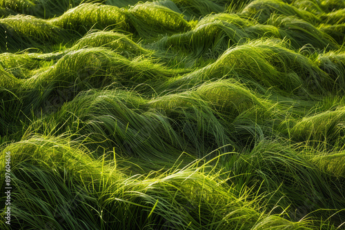Wallpaper Mural The artistic patterns created by mown or wind-swept grass, focusing on the aesthetics of grass when shaped by human or natural forces - Generative AI Torontodigital.ca