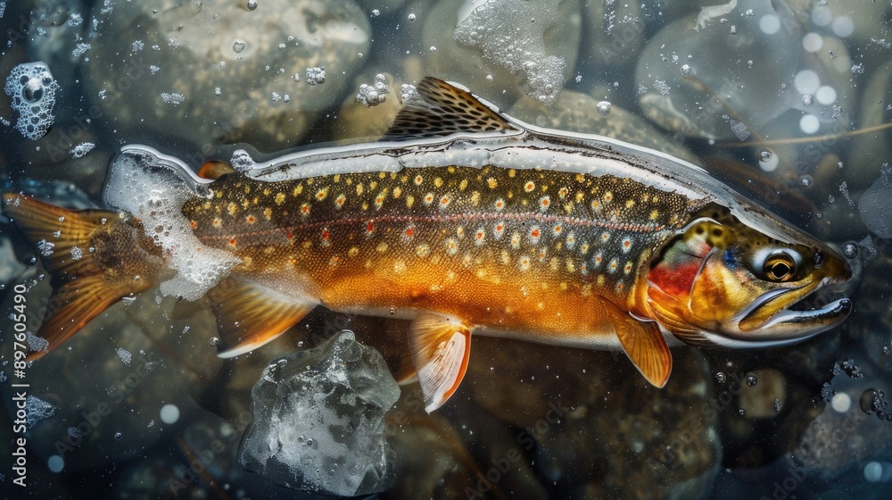 Close up shot of a Brook Trout's body. Close up shot of a Brook Trout's body.