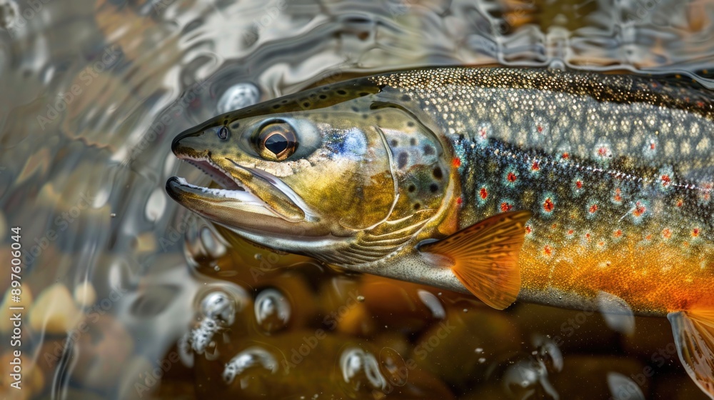 Close up shot of a Brook Trout's body. Close up shot of a Brook Trout's body.