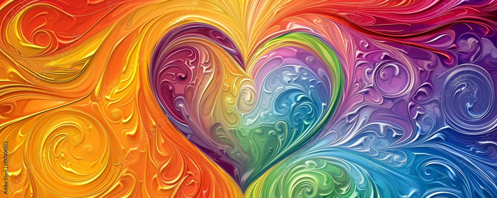 Colorful abstract heart with swirling pattern Colorful abstract heart with swirling pattern