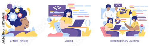 STEM Education. Flat Vector Illustration