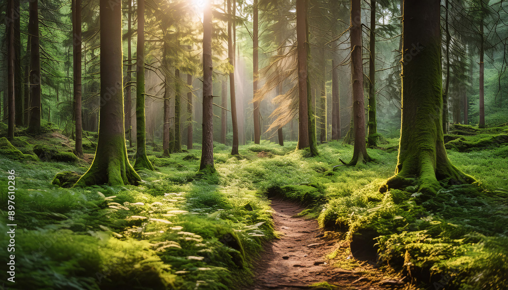 Naklejka premium 森林浴 自然 背景画像 Generative AI