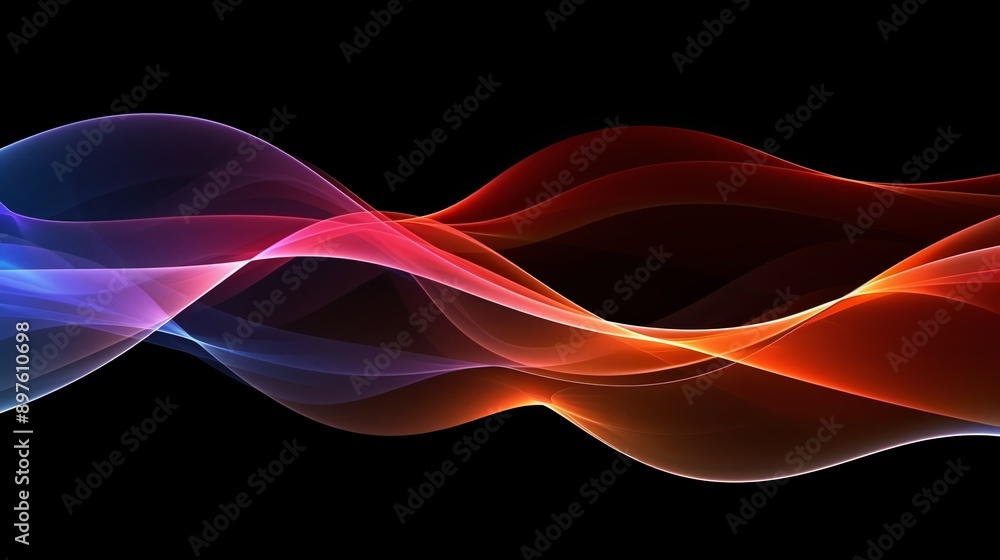 Flowing wavy lines in vibrant colors on black background create dynamic energy Flowing wavy lines in vibrant colors on black background create dynamic energy