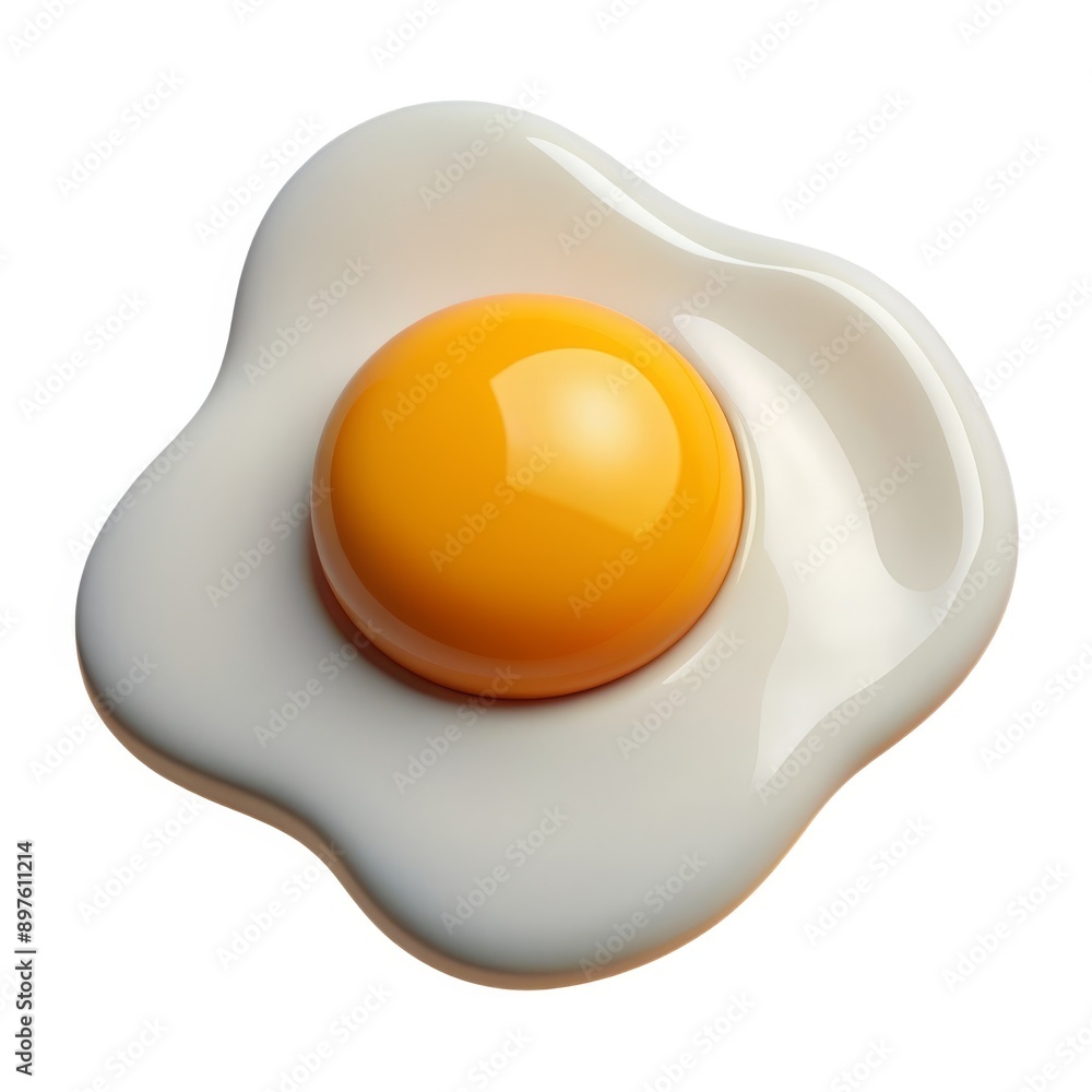 Realistic Fried Egg Illustration on White Background with Keywords and Tags Realistic Fried Egg Illustration on White Background with Keywords and Tags