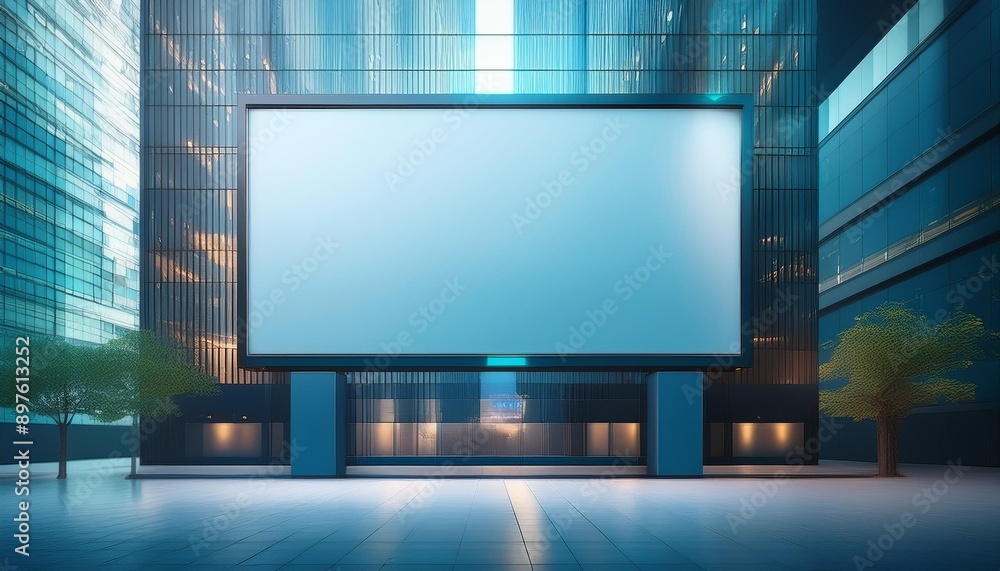 Large advertising board on outside wall of corporate building Large advertising board on outside wall of corporate building