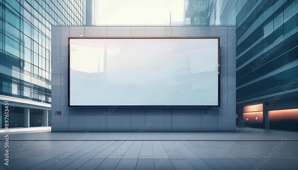 Large advertising board on outside wall of corporate building Large advertising board on outside wall of corporate building