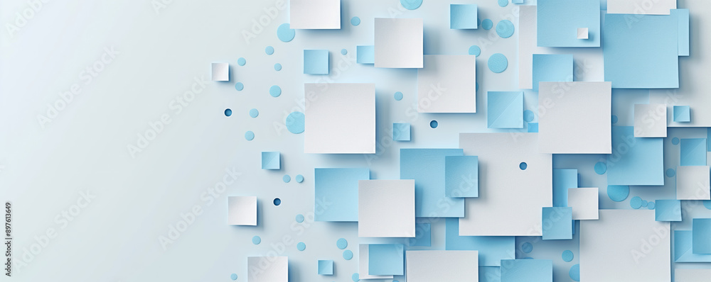 Obraz premium Abstract panoramic background with geometric figures cutting from paper. Wallpaper and banner concept.