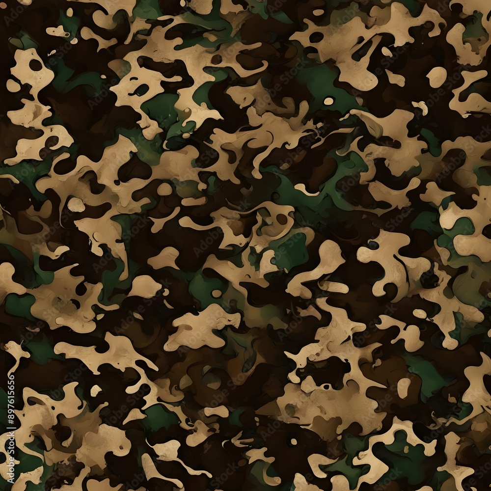 Naklejka premium army camouflage pattern green texture khaki background