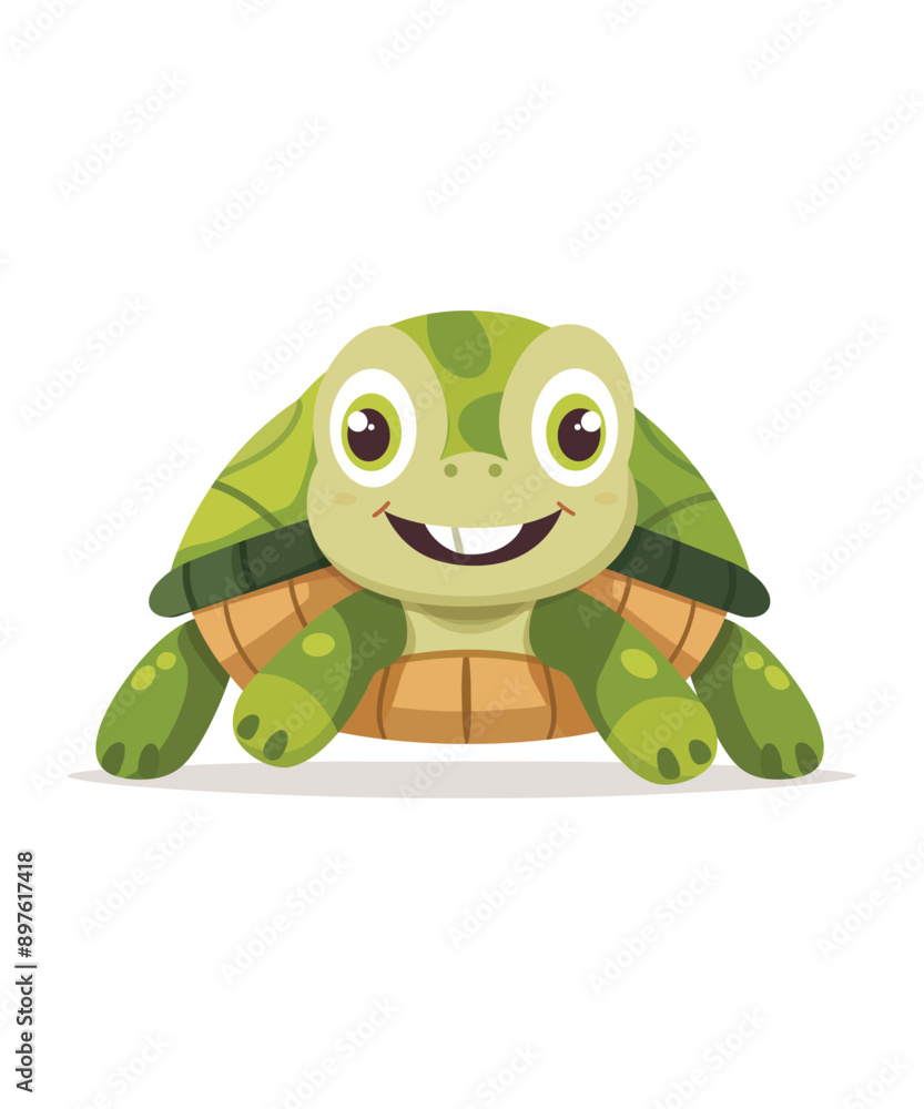 Obraz premium Cute Cartoon Turtle, Cute Turtle Cartoon Character