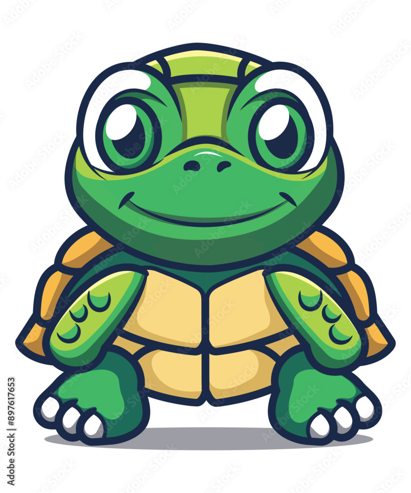 Fototapeta premium Cute Cartoon Turtle, Cute Turtle Cartoon Character