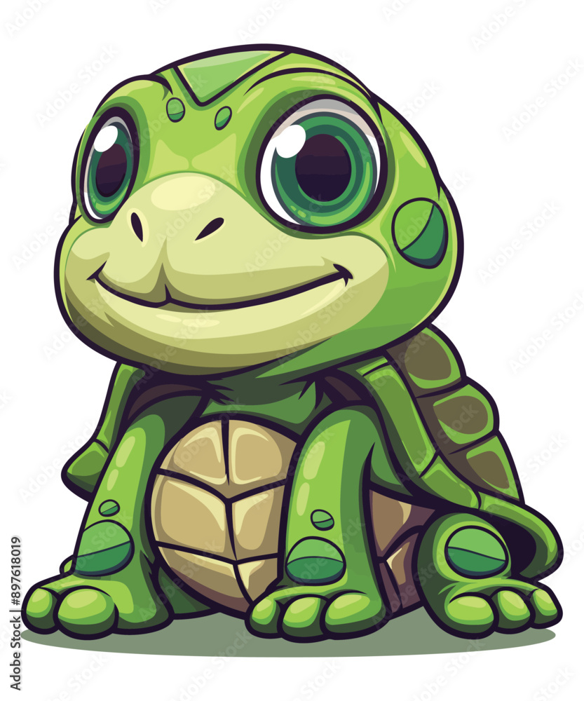 Fototapeta premium Cute Cartoon Turtle, Cute Turtle Cartoon Character