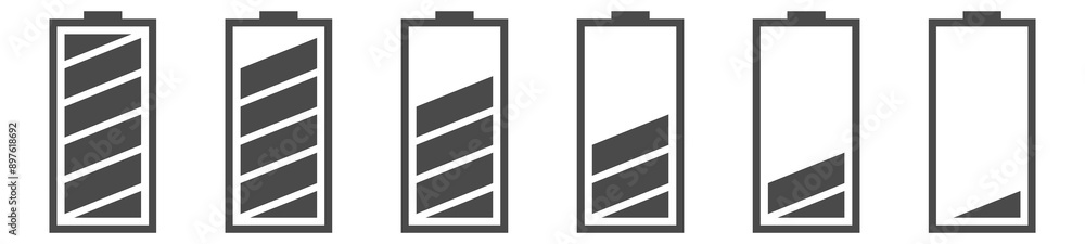Energy level icon set. Battery ui symbols Energy level icon set. Battery ui symbols