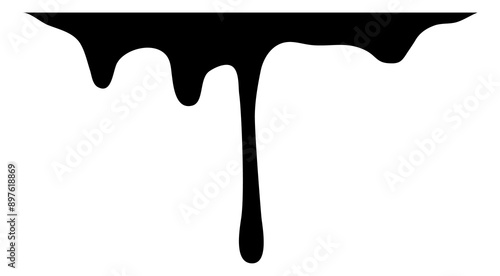 Billede på lærred Dripping ink. Black shape with melting paint drops