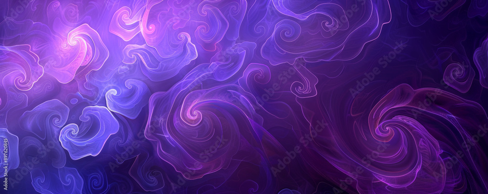 A bright purple background with a pattern of swirling shapes, adding movement and interest to the design. A bright purple background with a pattern of swirling shapes, adding movement and interest to the design.