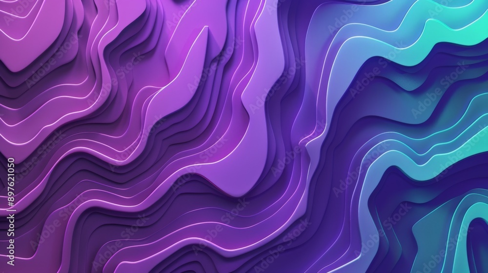 Abstract background flowing from purple to blue with curved shapes, creating a sense of depth and movement Abstract background flowing from purple to blue with curved shapes, creating a sense of depth and movement